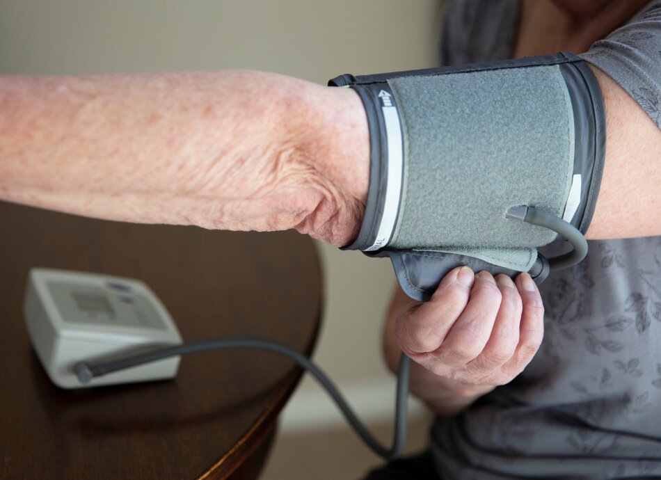 Blood pressure monitor on upper arm