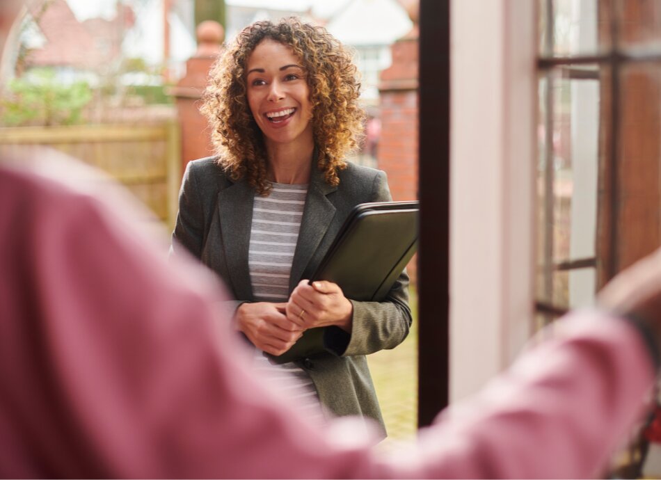 Social worker visits a home