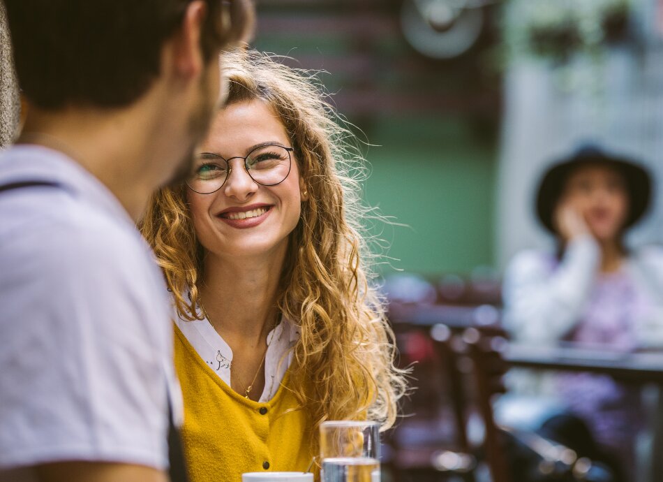 Young couple smiling and falling in love