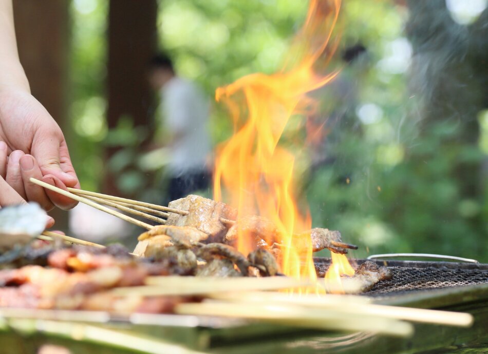 Barbecued food outside 