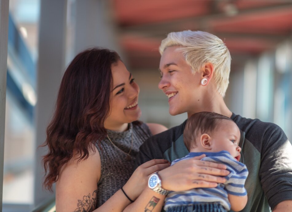 Lesbian couple with baby