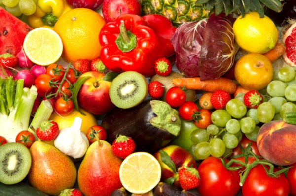 Colourful fruit and veges on display