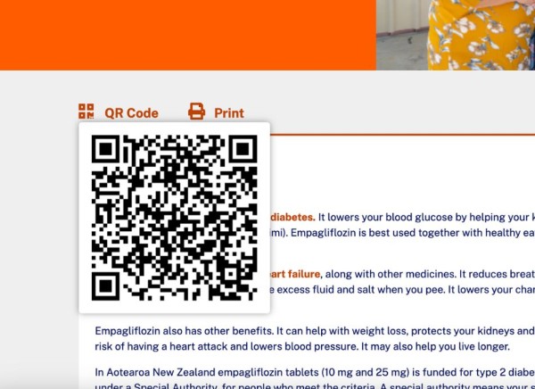 QR code on a Healthify topic page