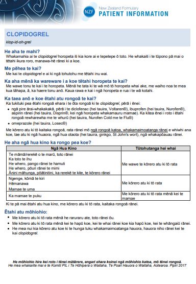 clopidogrel maori