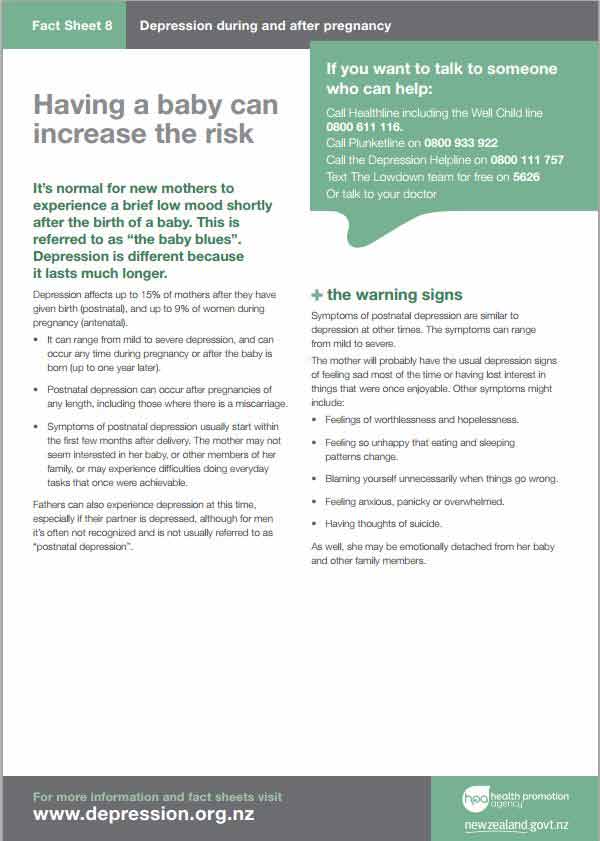 depression factsheet 8 postnatal depression