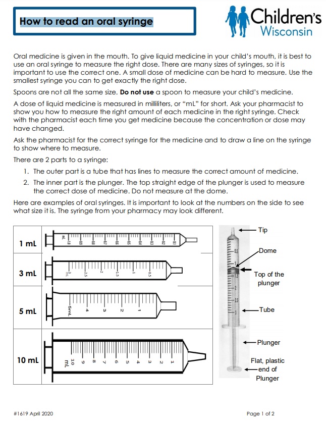 how to read an oral syringe