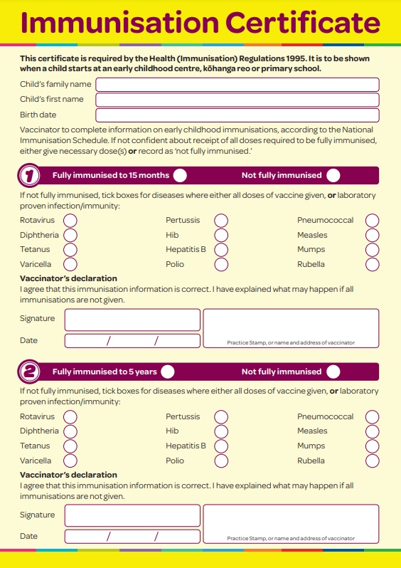 immunisation certificate