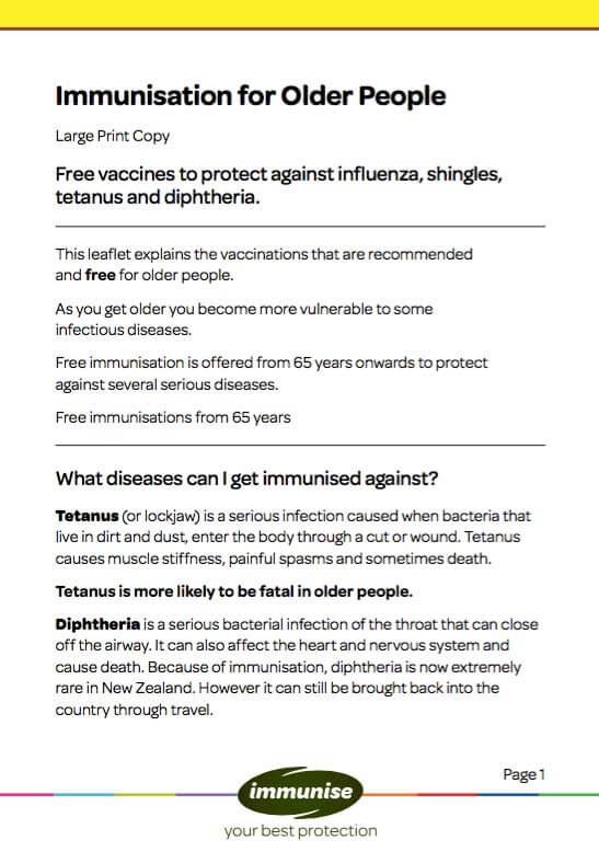 immunisation for older people large print moh hpa nz