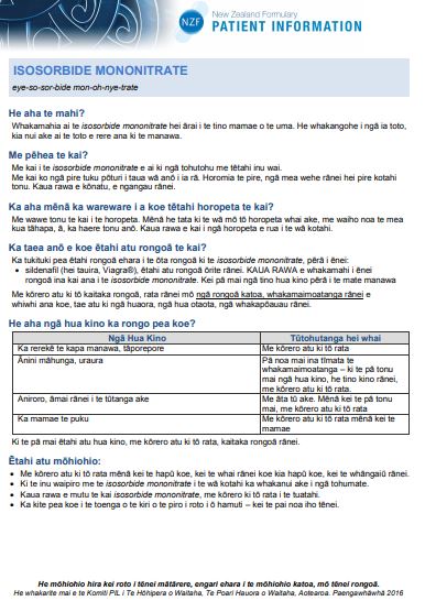 isosorbide mononitrate maori