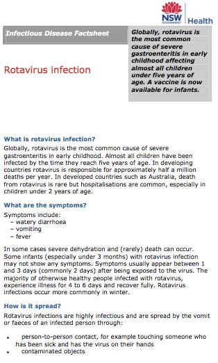 rotavirus infection factsheet