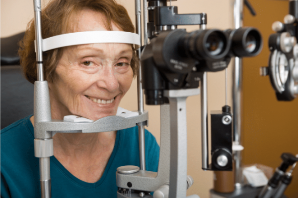 Woman getting an eye check