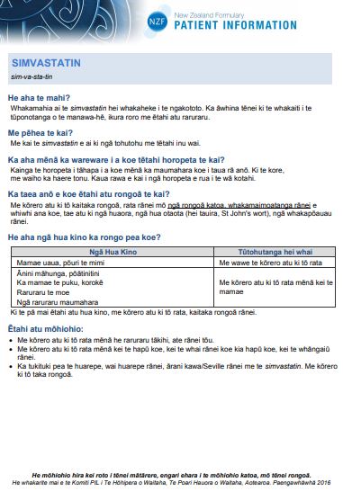 simvastatin maori