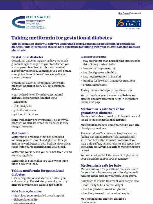 taking metformin for gestational diabetes moh nz